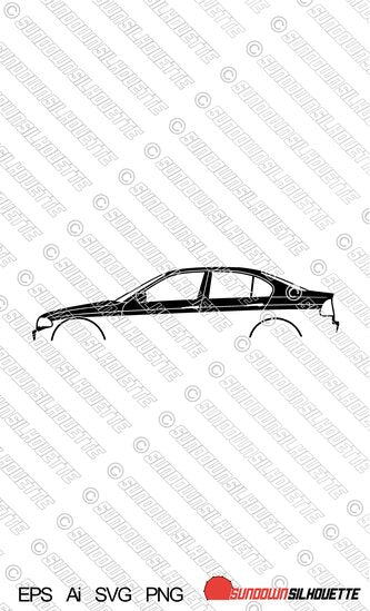 Digital Download car silhouette vector - BMW E46 3-series pre-facelift sedan EPS | SVG | Ai | PNG