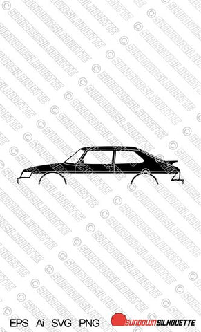 Digital Download car silhouette vector graphic - Saab 900 Turbo / 16v EPS | SVG | Ai | PNG